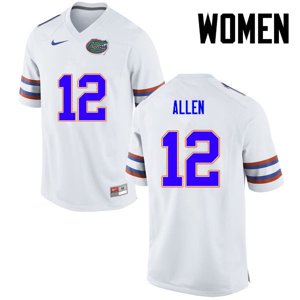 Florida Gators Women #12 Jake Allen College Football Jersey White